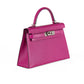 Luxury Hermes 20cm Rose Pourpre Chevre Mini Kelly w/ Palladium Hardware