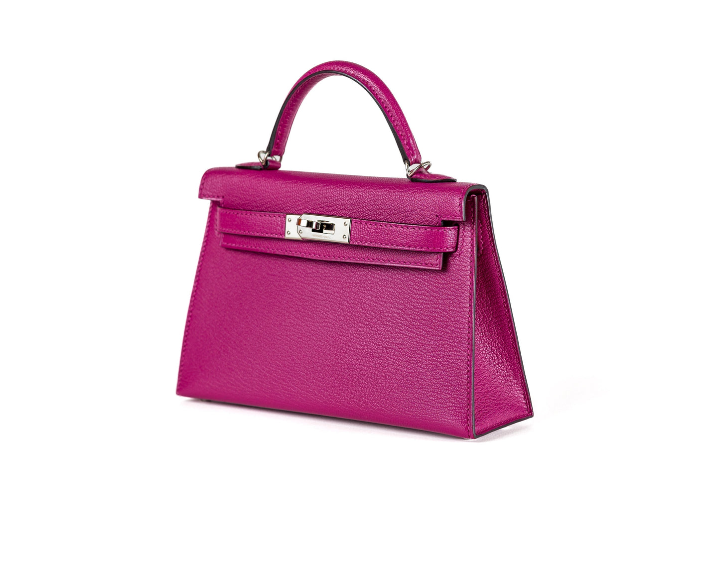 Luxury Hermes 20cm Rose Pourpre Chevre Mini Kelly w/ Palladium Hardware