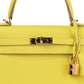 Luxury Hermes 25cm Lime Yellow Epsom Sellier Kelly w/ Gold Hardware