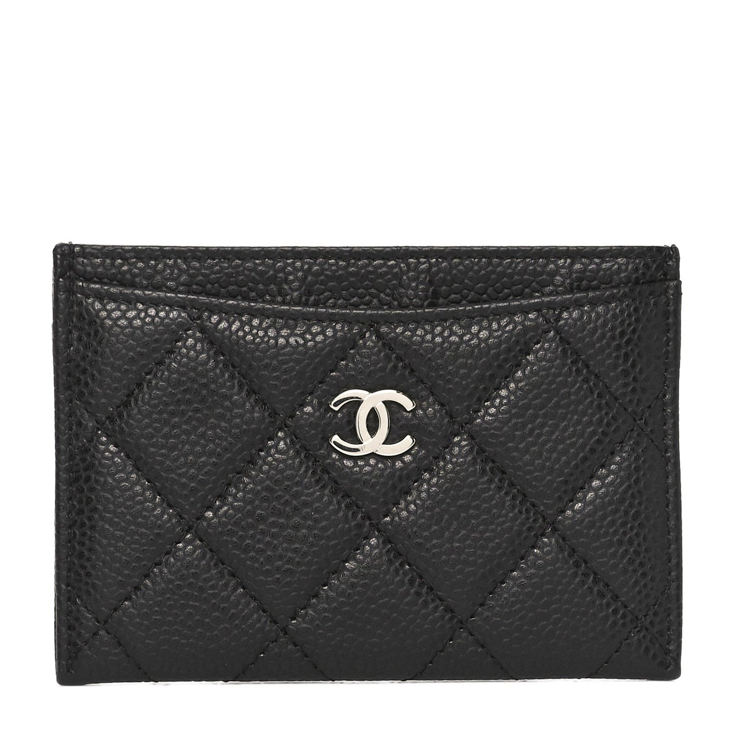 Amelia Caviar Quilted Card Holder Black