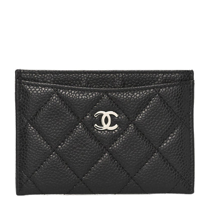 Amelia Caviar Quilted Card Holder Black