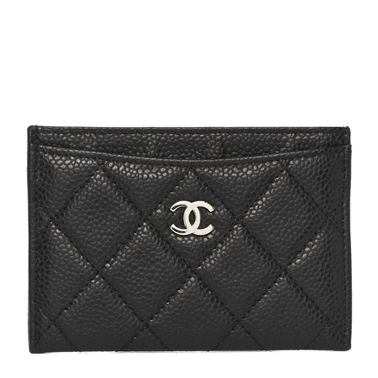 Amelia Caviar Quilted Card Holder Black