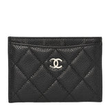 Amelia Caviar Quilted Card Holder Black