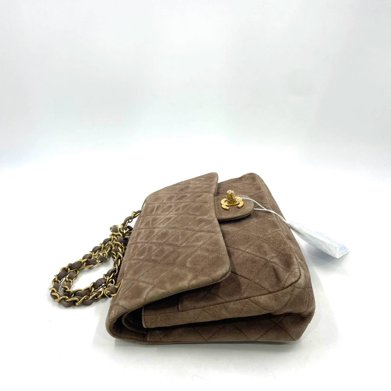 Chanel Classic Flap   Medium Brown Suede Leather with 24k Gold HW, 1991-1994
