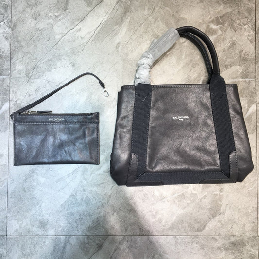 BLN-Ciaga Navy Small Cabas Tote Bag In Gray, For Women,  Bags 18.5in/47cm