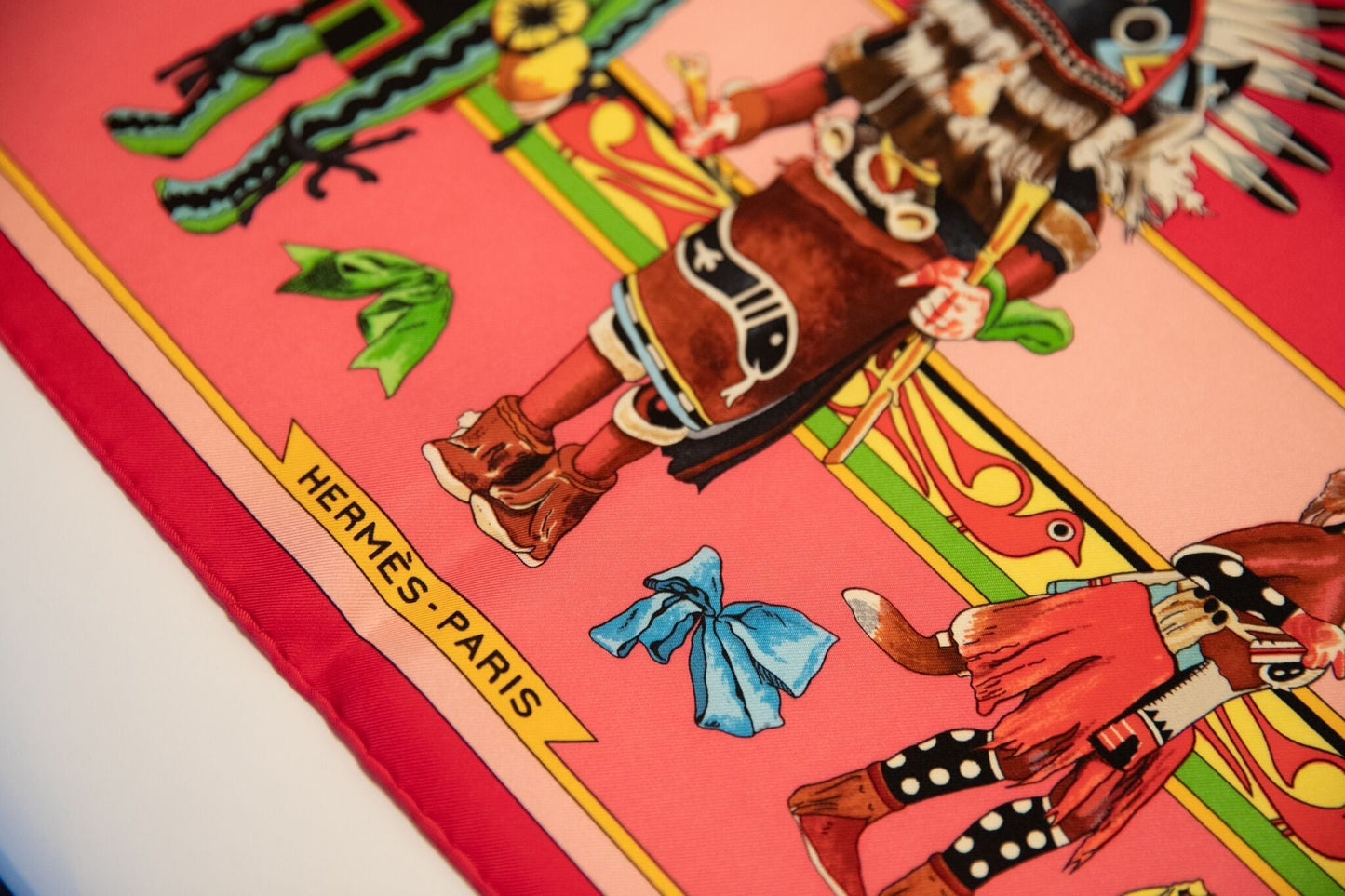 Hermes Fuchsia Silk Kachinas Scarf