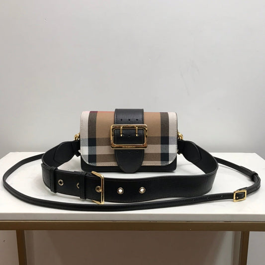 B-Berry - BB  Small Bridle House Check And Buckle Crossbody Black For Women, Bags 7.8in/20cm