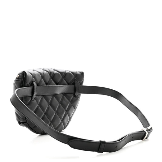 Amelia Calfskin Quilted Waist Belt Bag Black