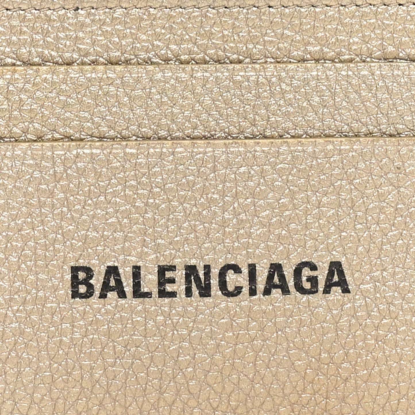 Balenciaga Grained Calfskin Logo Cash Rounded Card Holder Gold Black