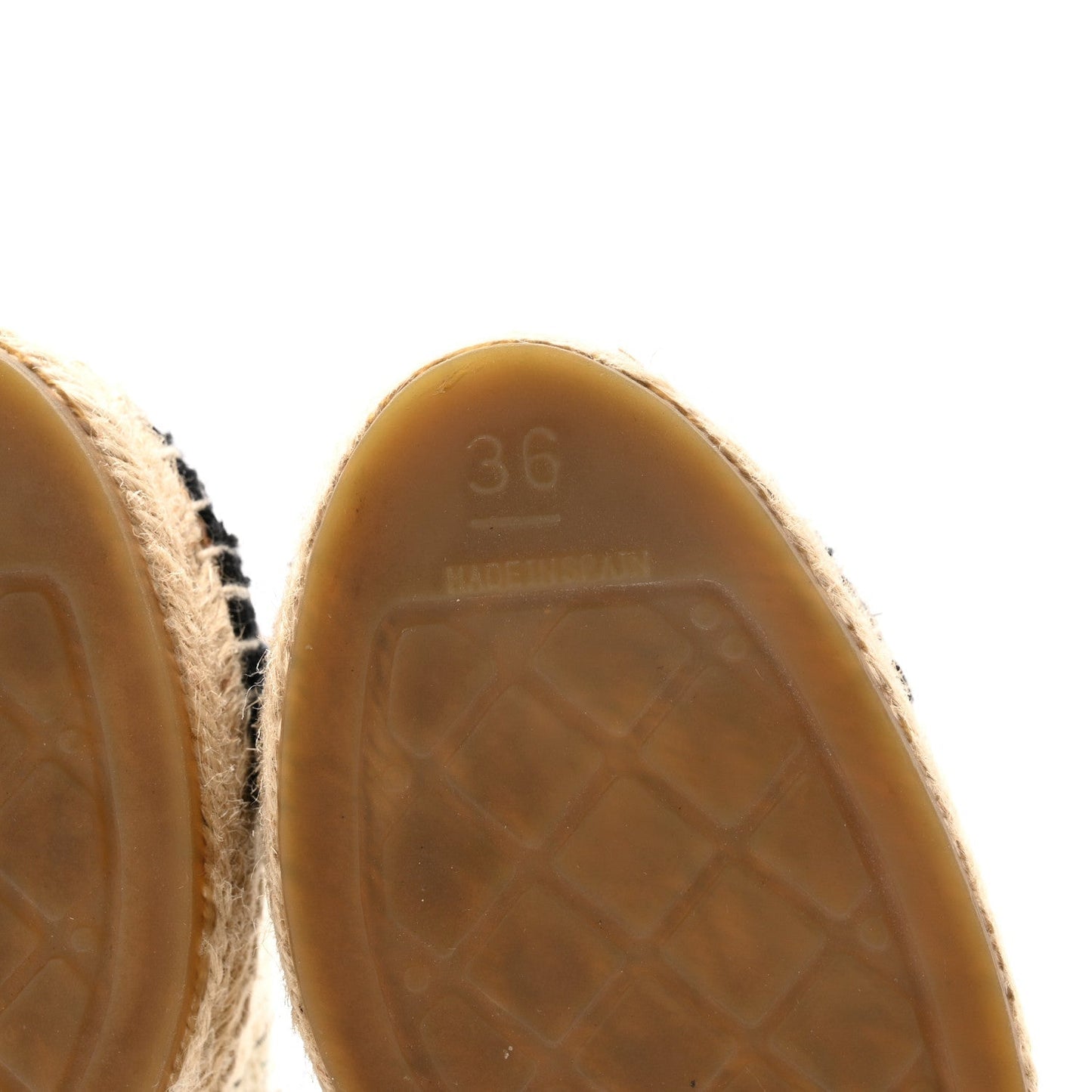 Amelia Tweed CC Espadrilles 36 Ecru White Blue Black