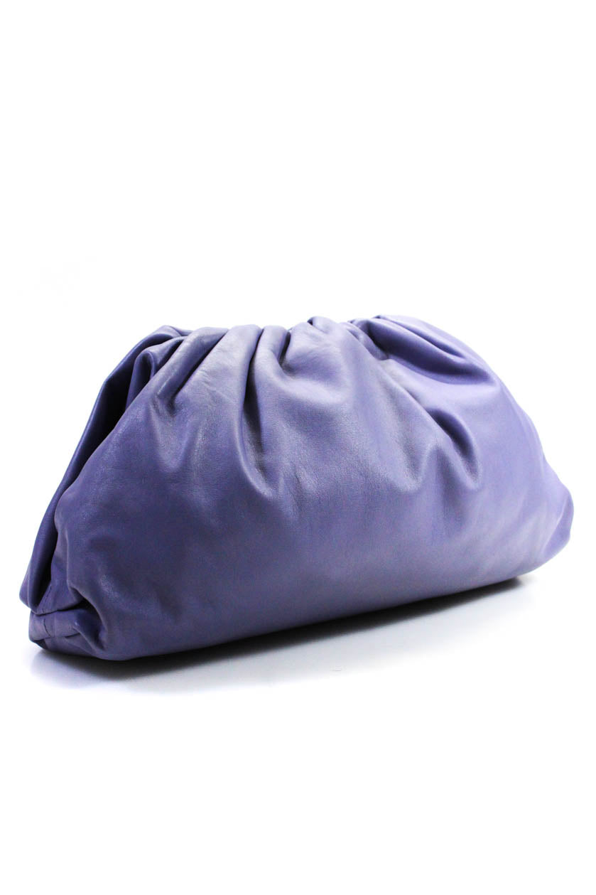 Bottega Veneta Womens The Pouch Hinged Clutch Handbag Purple Leather