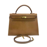 Hermes Kelly 32 Sellier   Gold Epsom Leather Gold Hardware With Strap 1990