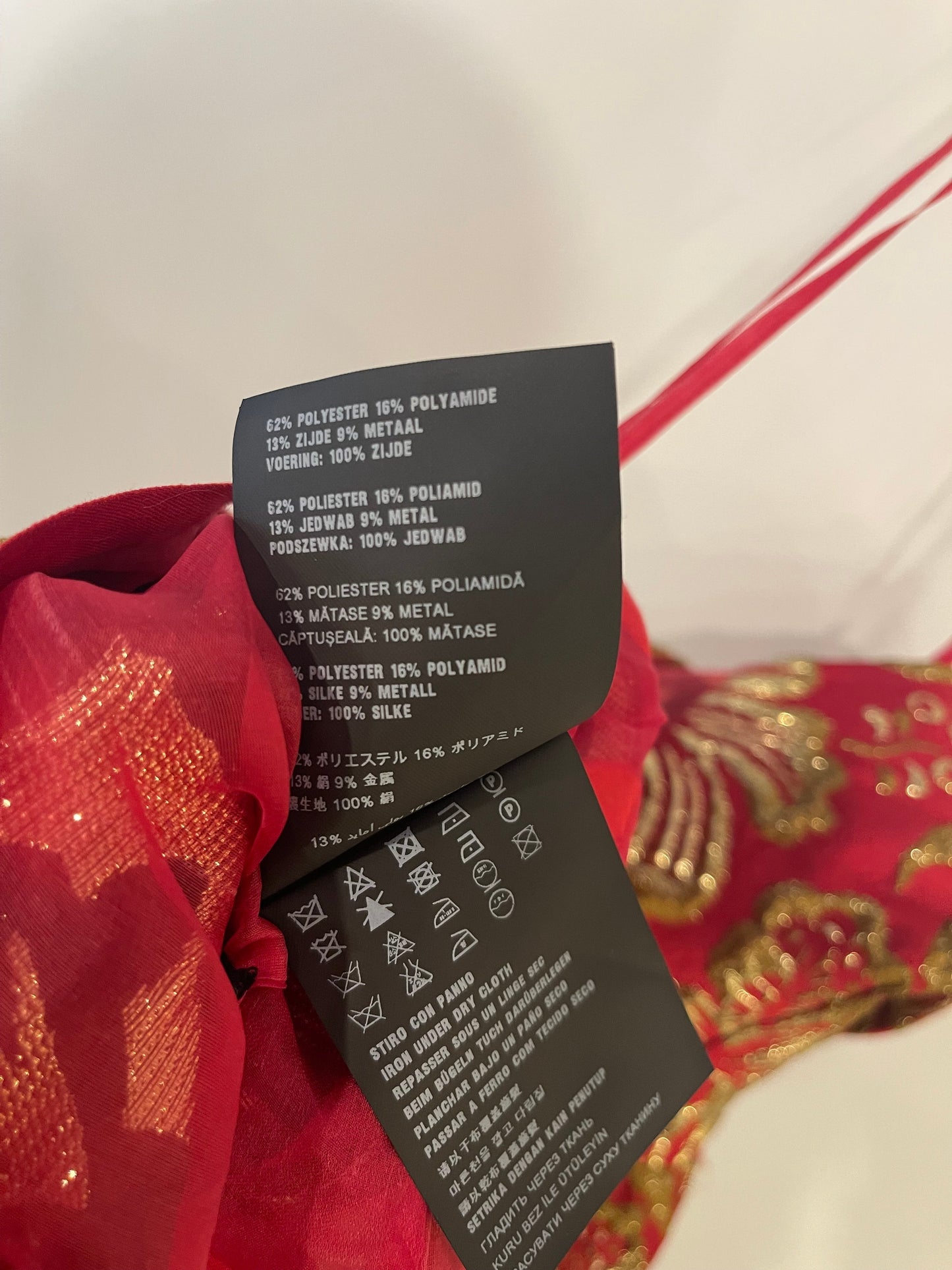 Prada Red & Gold Midi Dress with Floral & Bow Detail Size IT 40 (UK 8)