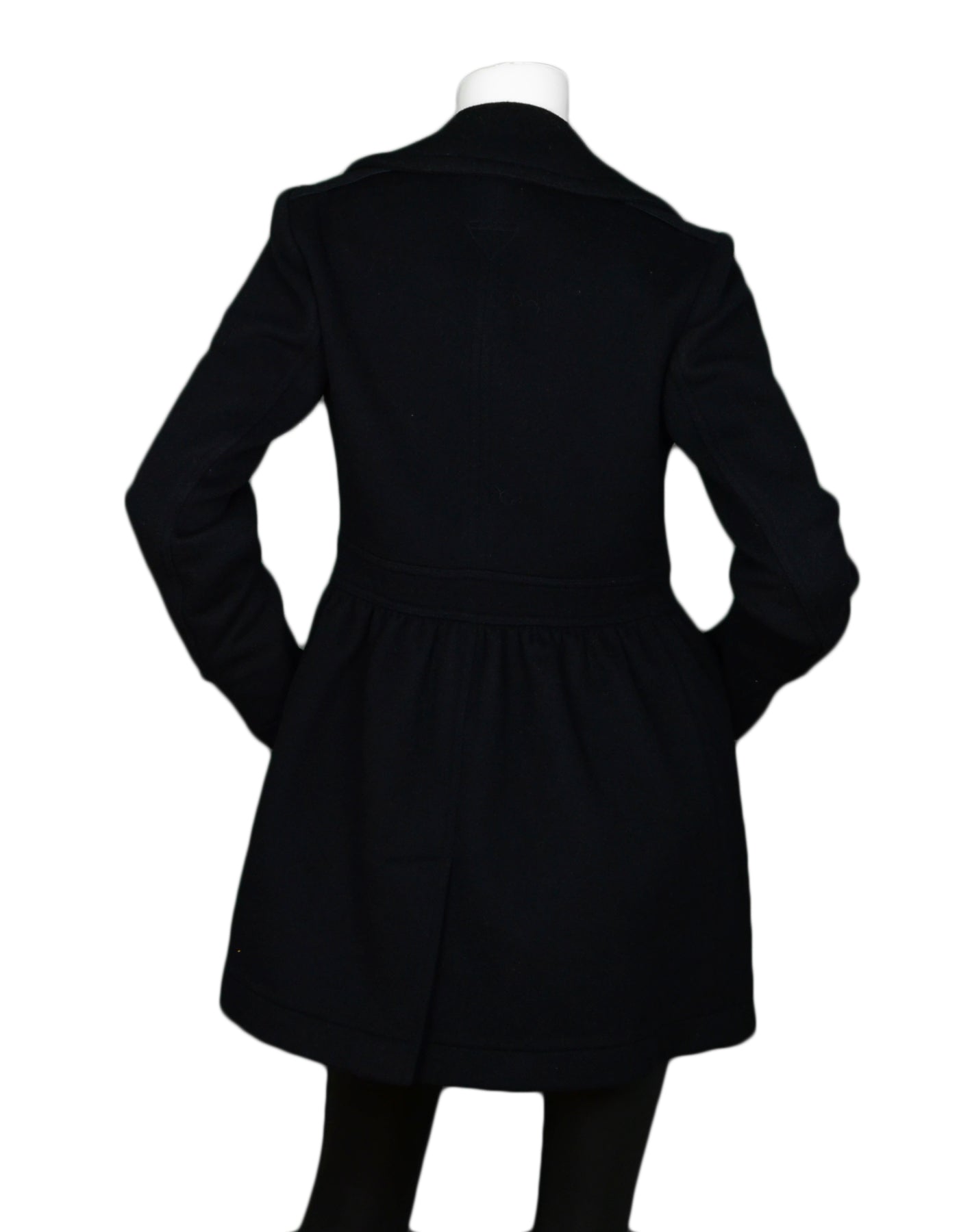 Burberry Black Wool Coat w/ Toggle sz 4