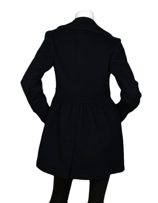 Burberry Black Wool Coat w/ Toggle sz 4