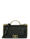 Chanel 2024 Black Caviar Medium Top Handle Boy Bag