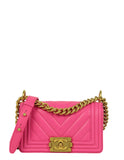 Chanel '24 Neon Pink Caviar Leather Small Boy