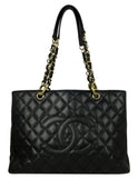 Chanel Black Caviar Leather Quilted Grand Shopper Tote GST Bag