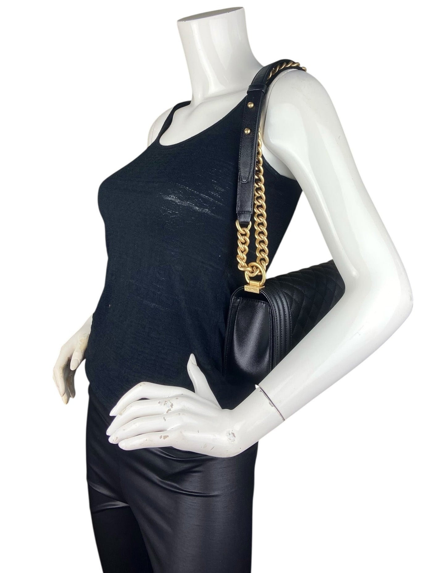 Chanel Black Caviar Medium Boy Bag