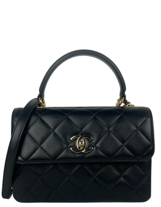 Chanel 2025 Black Lambskin Quilted Trendy CC