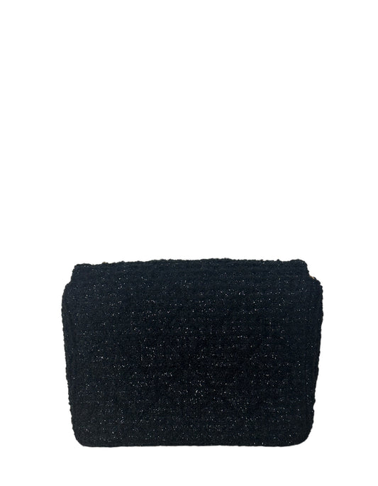 Chanel Black Square Tweed CC Flap Crossbody Bag