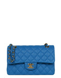 Chanel Blue Caviar Leather Quilted Small Double Flap Classic Bag