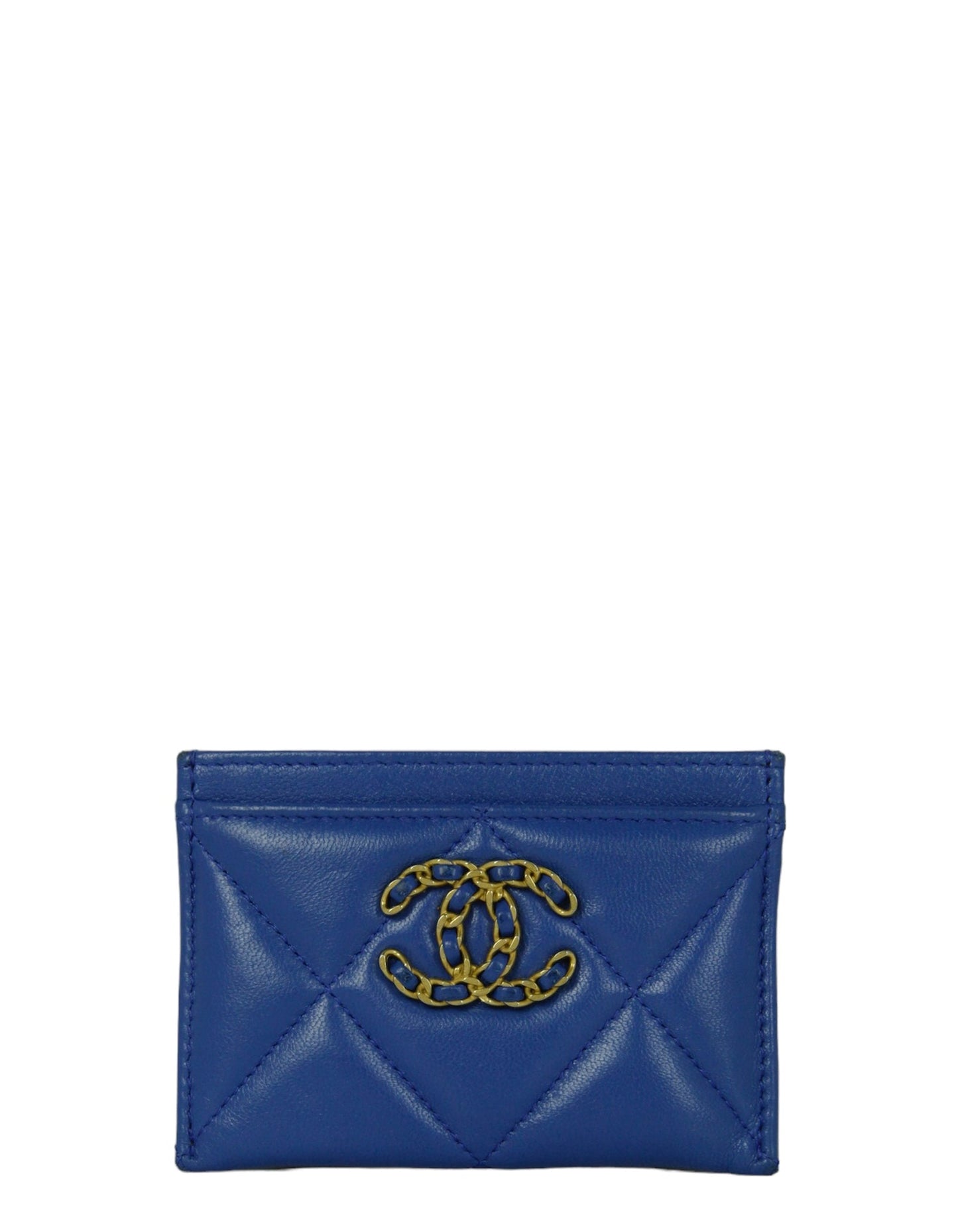 Chanel Blue Leather Quilted 19 Card Holder