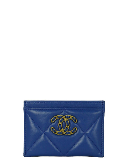 Chanel Blue Leather Quilted 19 Card Holder
