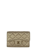 Chanel Metallic Quilted Flap Card Holder