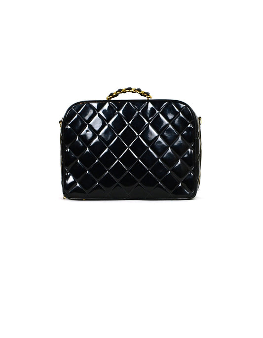Chanel   Black Patent ZIp Around Bag