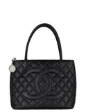 Chanel Black Caviar Leather CC Medallion Tote Bag