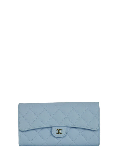 Chanel Light Blue Caviar Leather Wallet