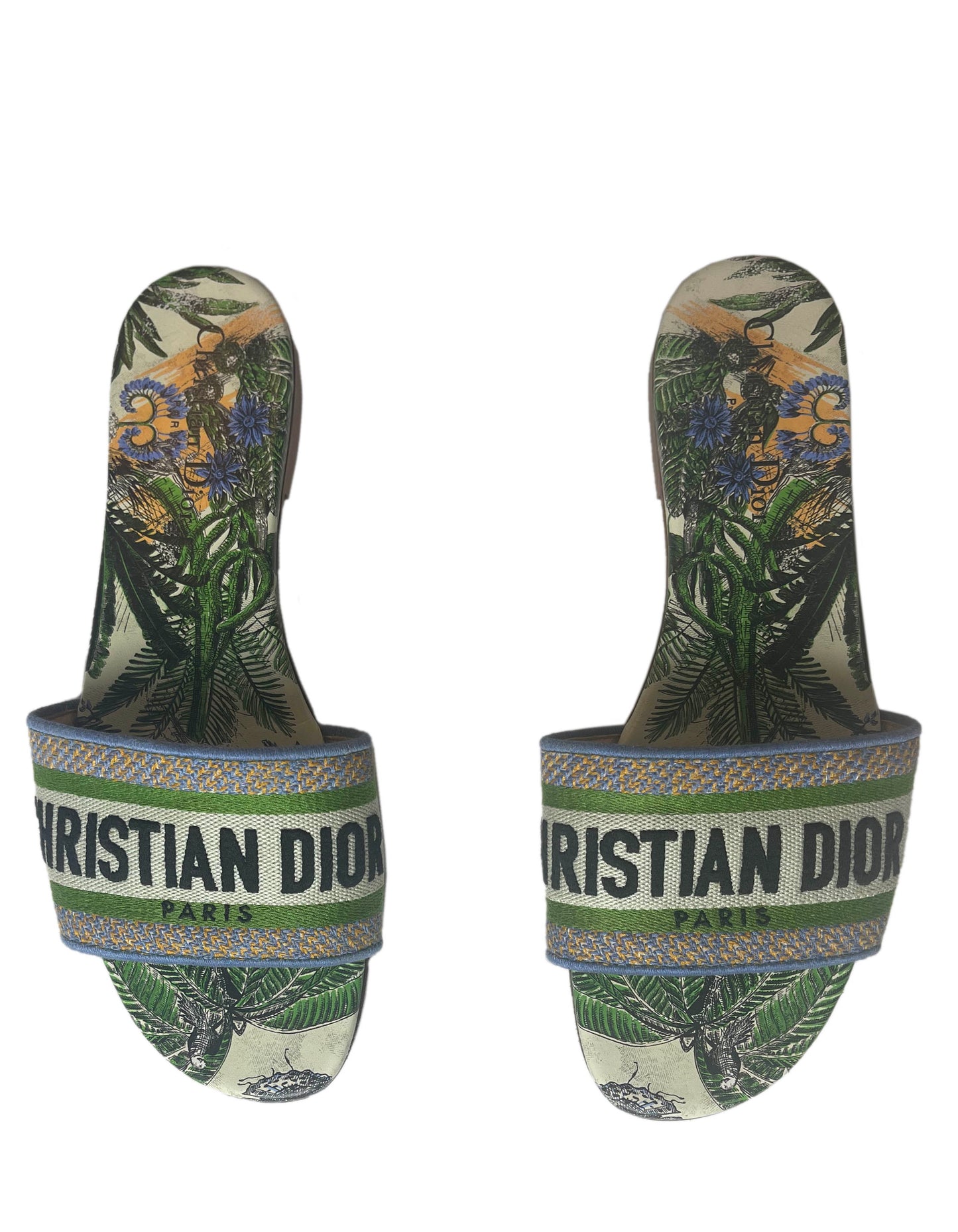 Christian Dior 2020 Canvas Embroidered Dway Slides sz39.5