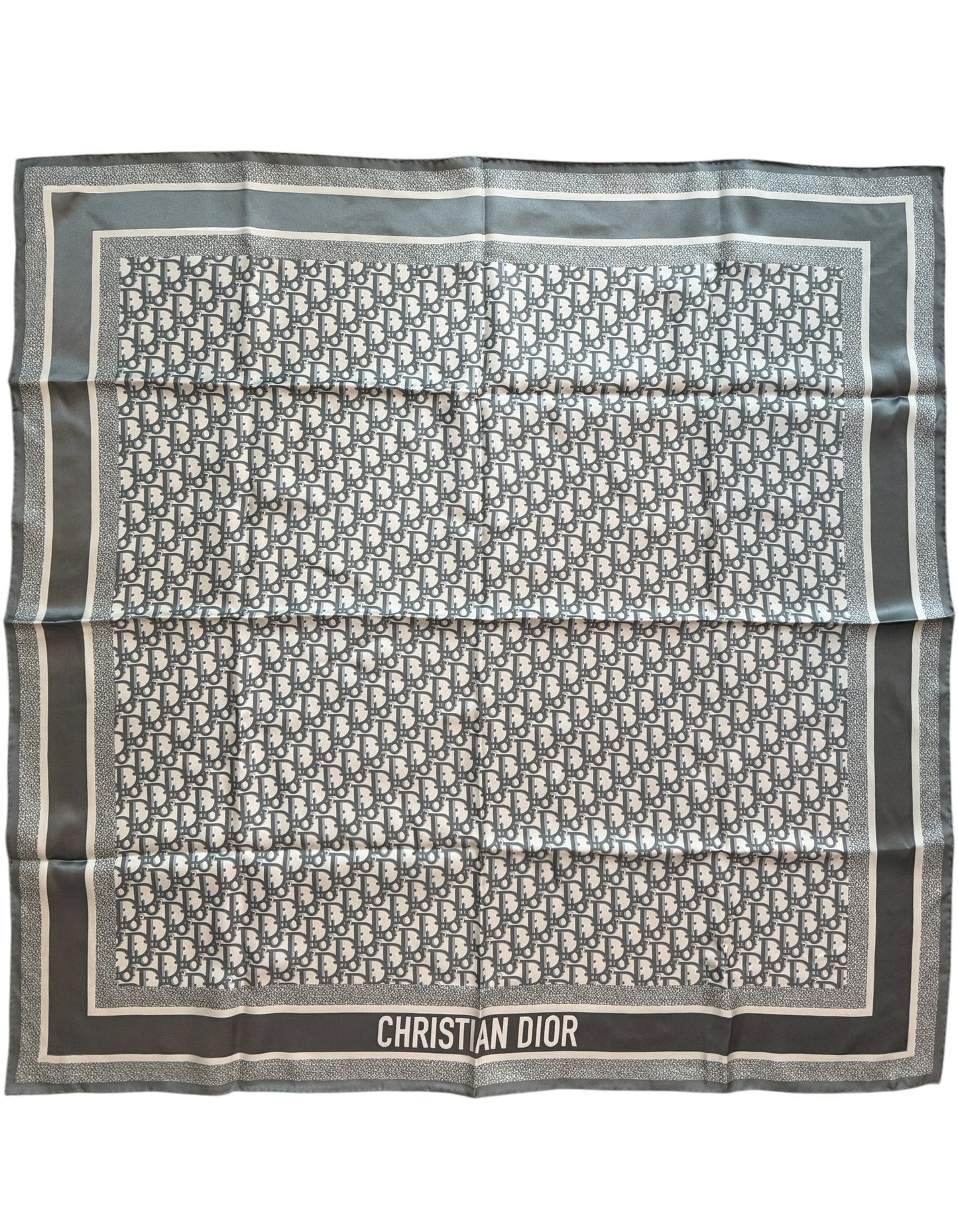 Dior Gray Oblique Diortwin 90 Square Silk Scarf