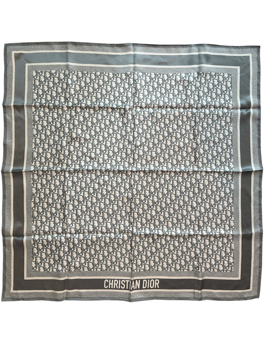Dior Gray Oblique Diortwin 90 Square Silk Scarf