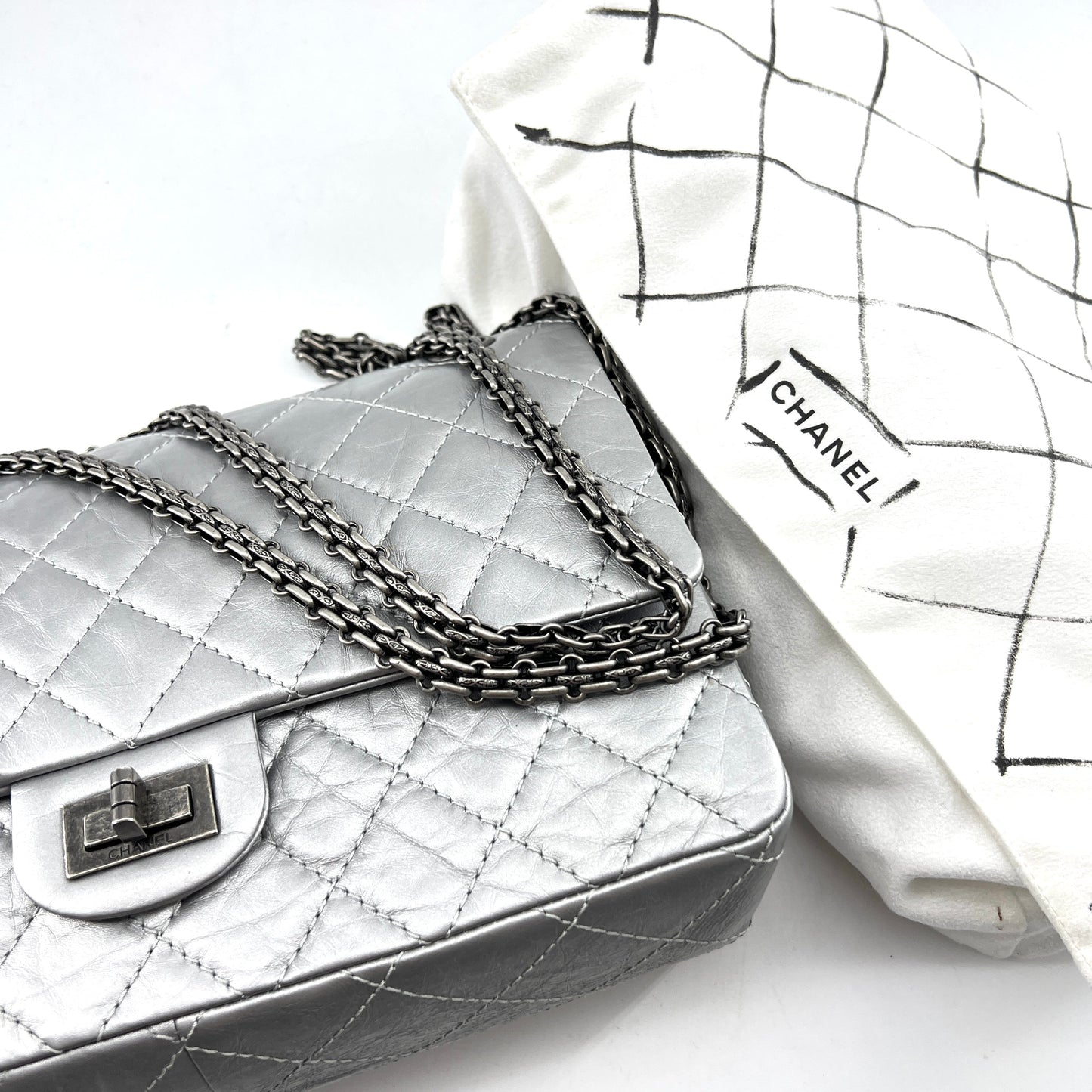 Chanel 2.55 Flap Bag Silver