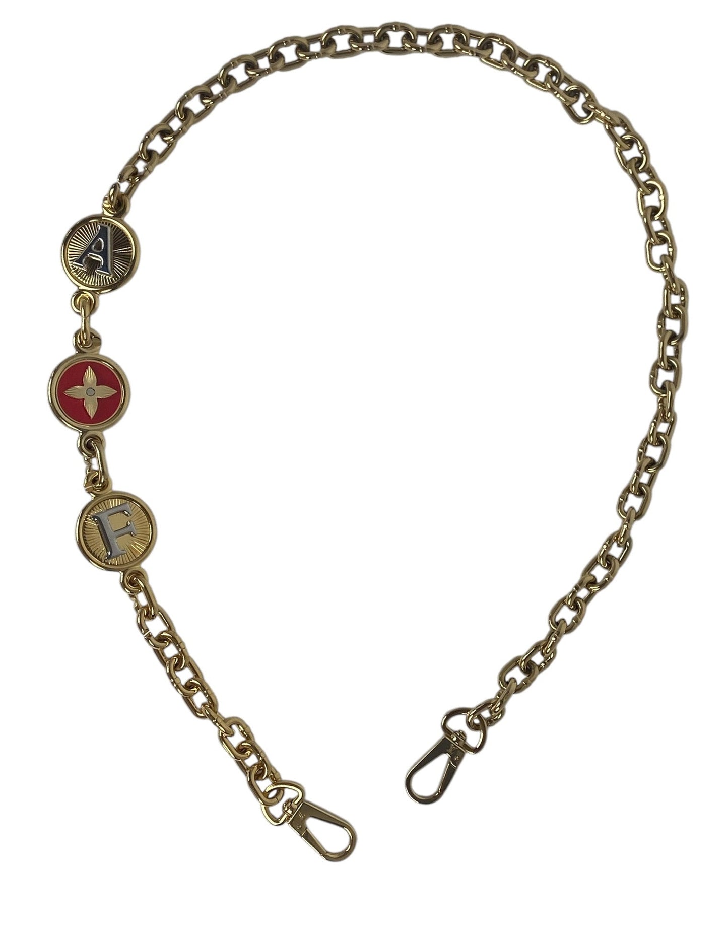 Louis Vuitton Gold/Red My Capucine "AF" Initial Chain Strap
