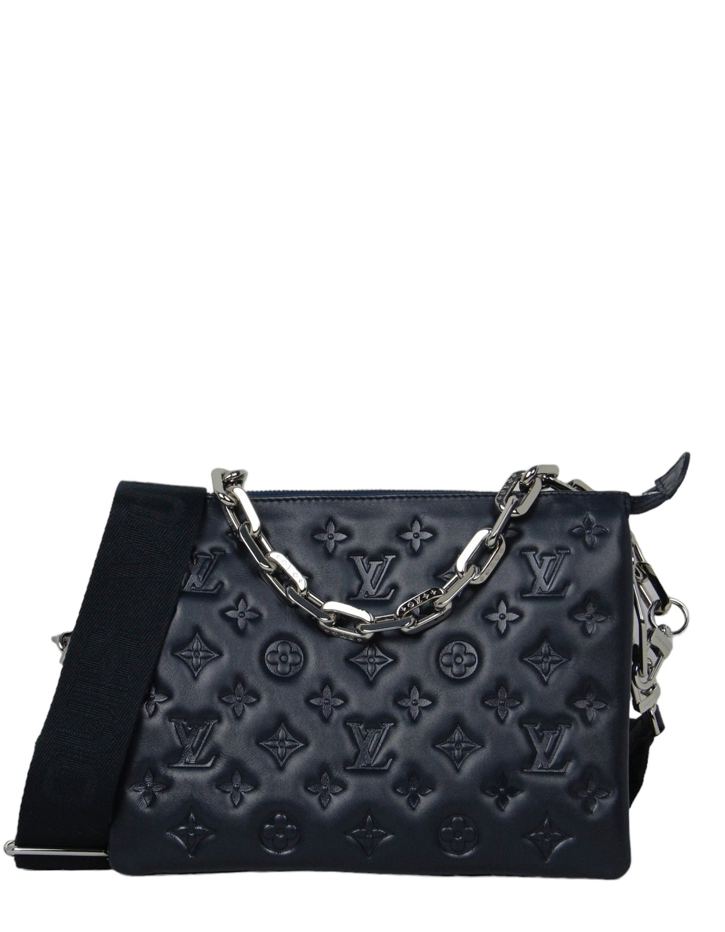 Louis Vuitton Navy Lambskin Monogram Coussin PM