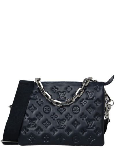 Louis Vuitton Navy Lambskin Monogram Coussin PM