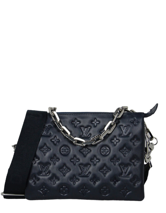 Louis Vuitton Navy Lambskin Monogram Coussin PM
