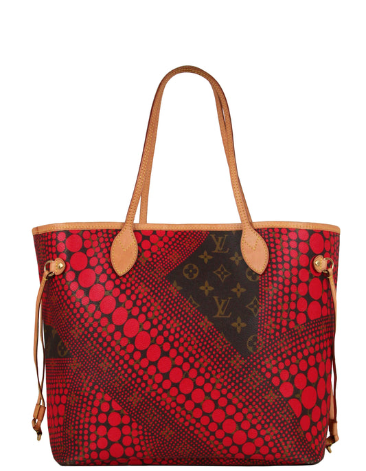 Louis Vuitton Red Monogram Kusama Waves Neverfull MM Tote Bag