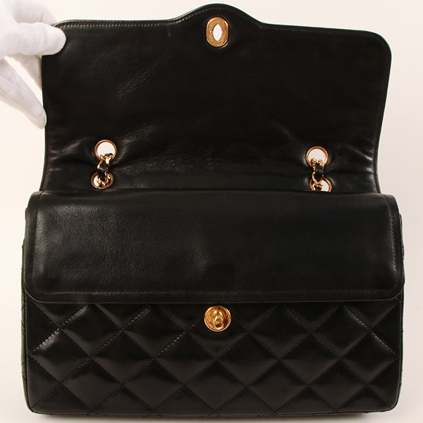 CHANEL Around 1992 Made Paris Limited Design Flap Chain Bag Black
