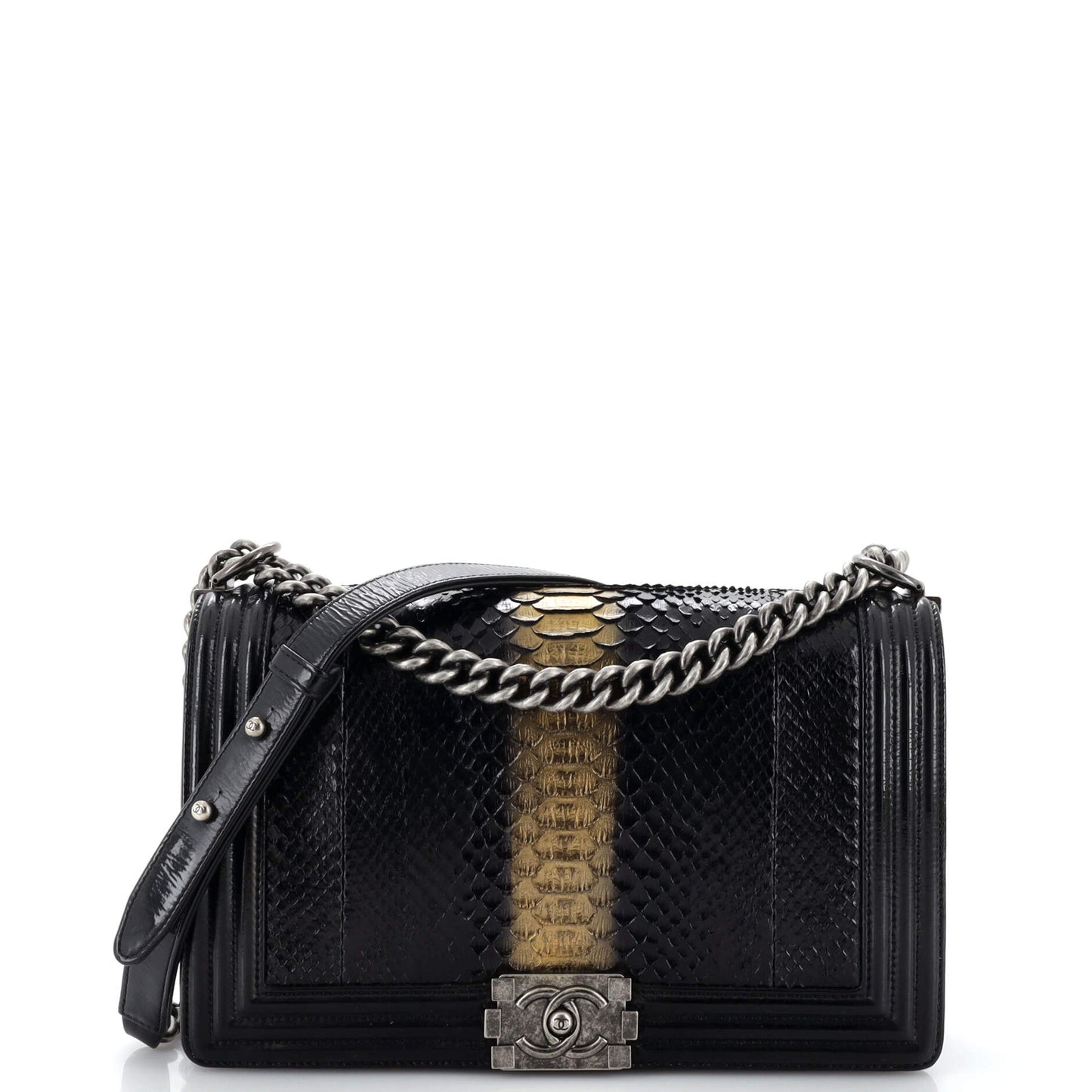 CHANEL Boy Flap Bag Python Old Medium