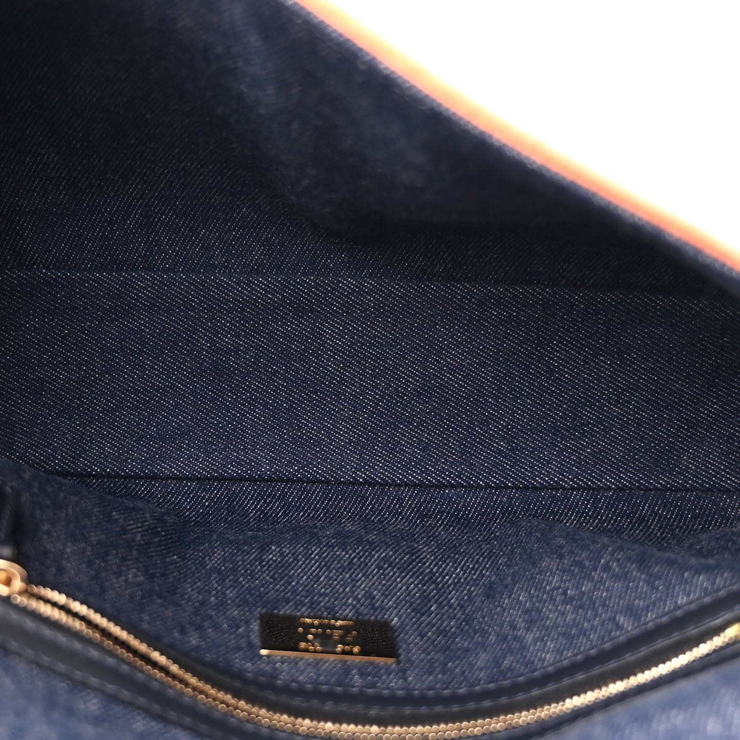 Amelia Denim Large Baguette Blue Arancio Fluo