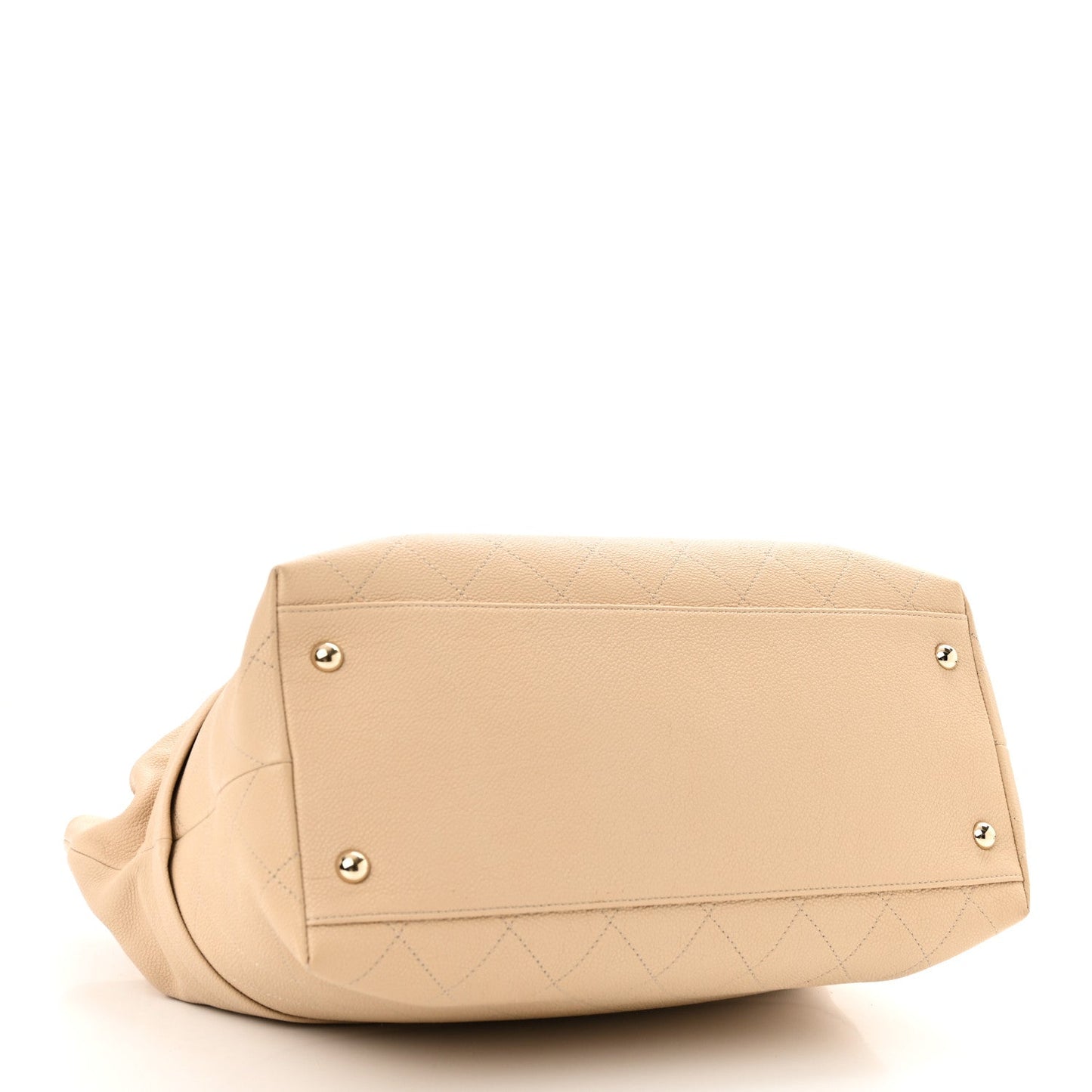 Amelia Caviar Stitched Shopping Tote Beige