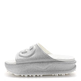 Amelia Glitter Rubber Womens InterLocking G Platform 42mm Slide Sandals 37 Silver