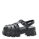 Prada Foam Rubber Triangle Logo Monolith 55mm Cage Sandals 39 Black