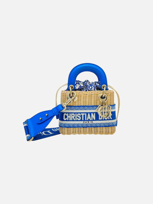 CHRISTIAN DIOR Wicker Oblique Blue & White Top Handle