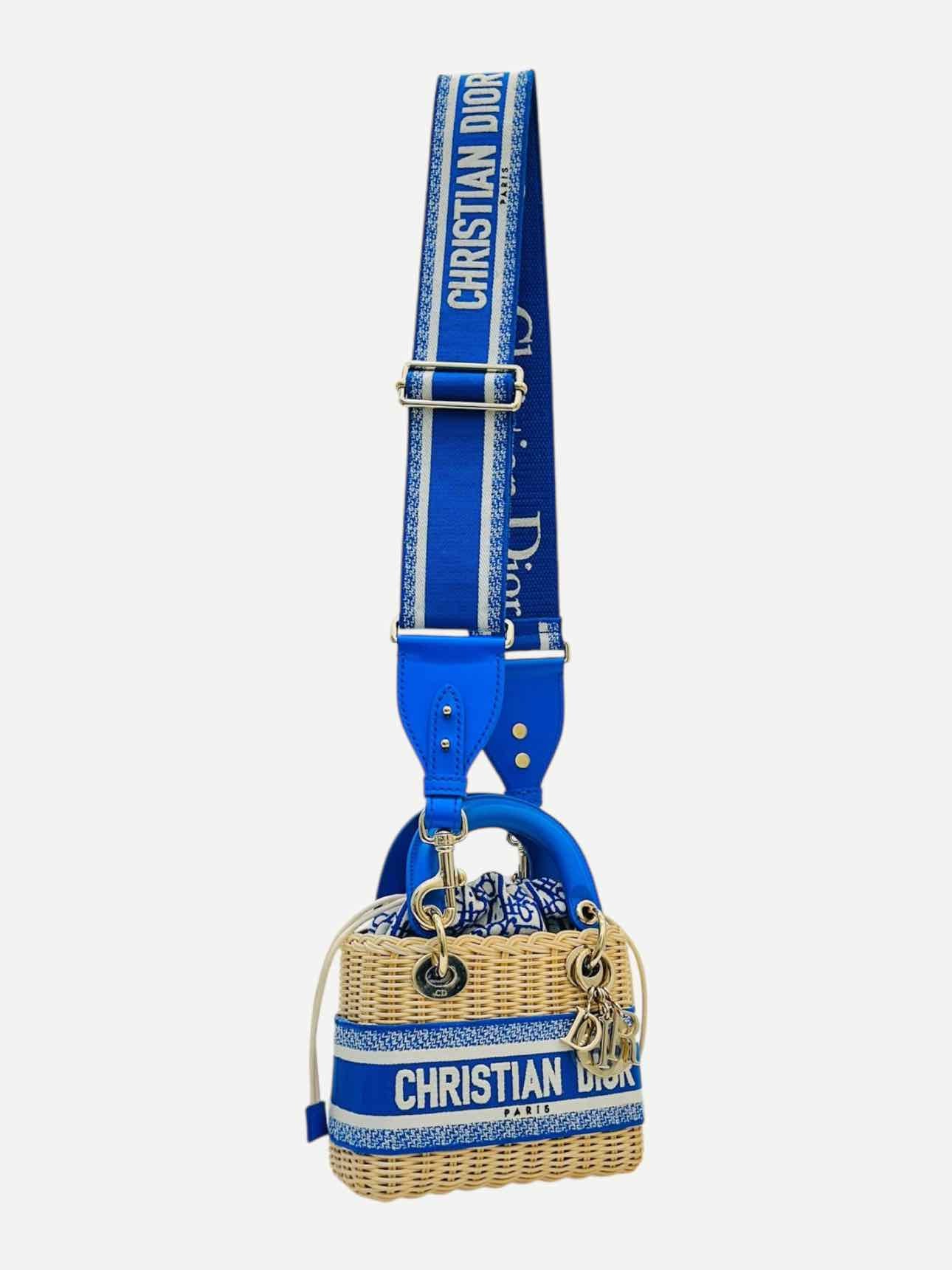 CHRISTIAN DIOR Wicker Oblique Blue & White Top Handle