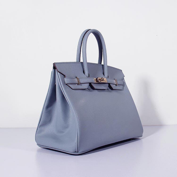 Luxury Hermes 35cm Birkin Bag Epsom Leather Blue Lin Gold